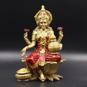 Statue de Lakshmi | Idole Lakshmi | Lakshmi Murti | Dimensions 7 x 3 x 4 pouces.