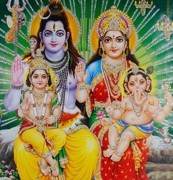 Shiva Parvati Ganesha Poster 11 X Inch the Family of - Etsy Norway Shiva Parvati Ganesha Poster 11 X Inch the Family of - Etsy Norway
