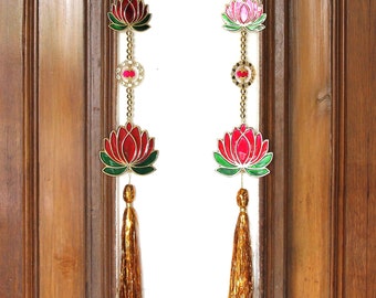 Paar hangende toran lotus | wanddecoratie | Handgemaakt | Deurhanger Diwali-slinger | Diwali-slinger