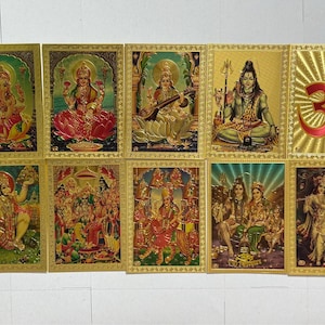 10 pièces Lot d'autocollants dieu hindou sur feuille d'or