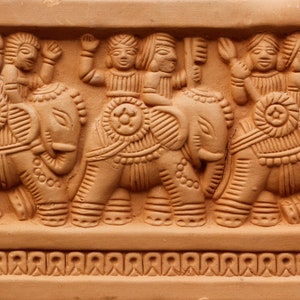Arte de pared de arcilla de terracota para colgar en la pared, sala de estar india