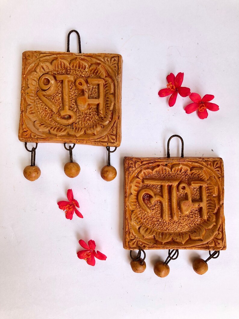 Terracotta wall art Diwali Gift Decor Clay Shubha Labha Door Etsy