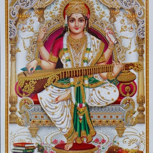 Saraswati Mata Digital Print