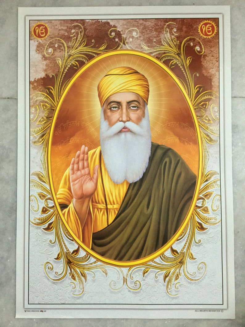 Guru Nanak Dev Ji the Founder of Sikhism 16 X 12 Inch. - Etsy