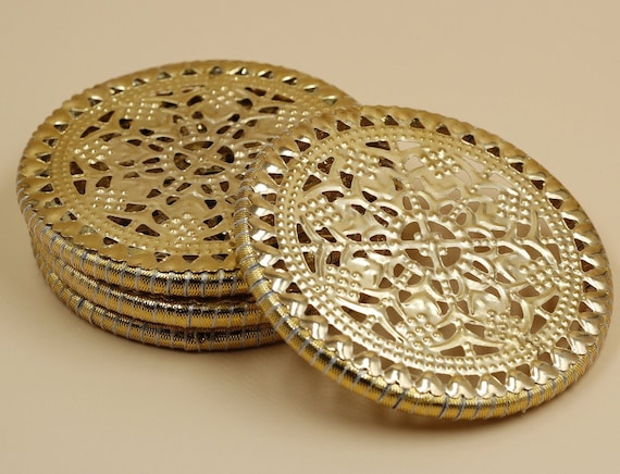 Brass coaster set discount