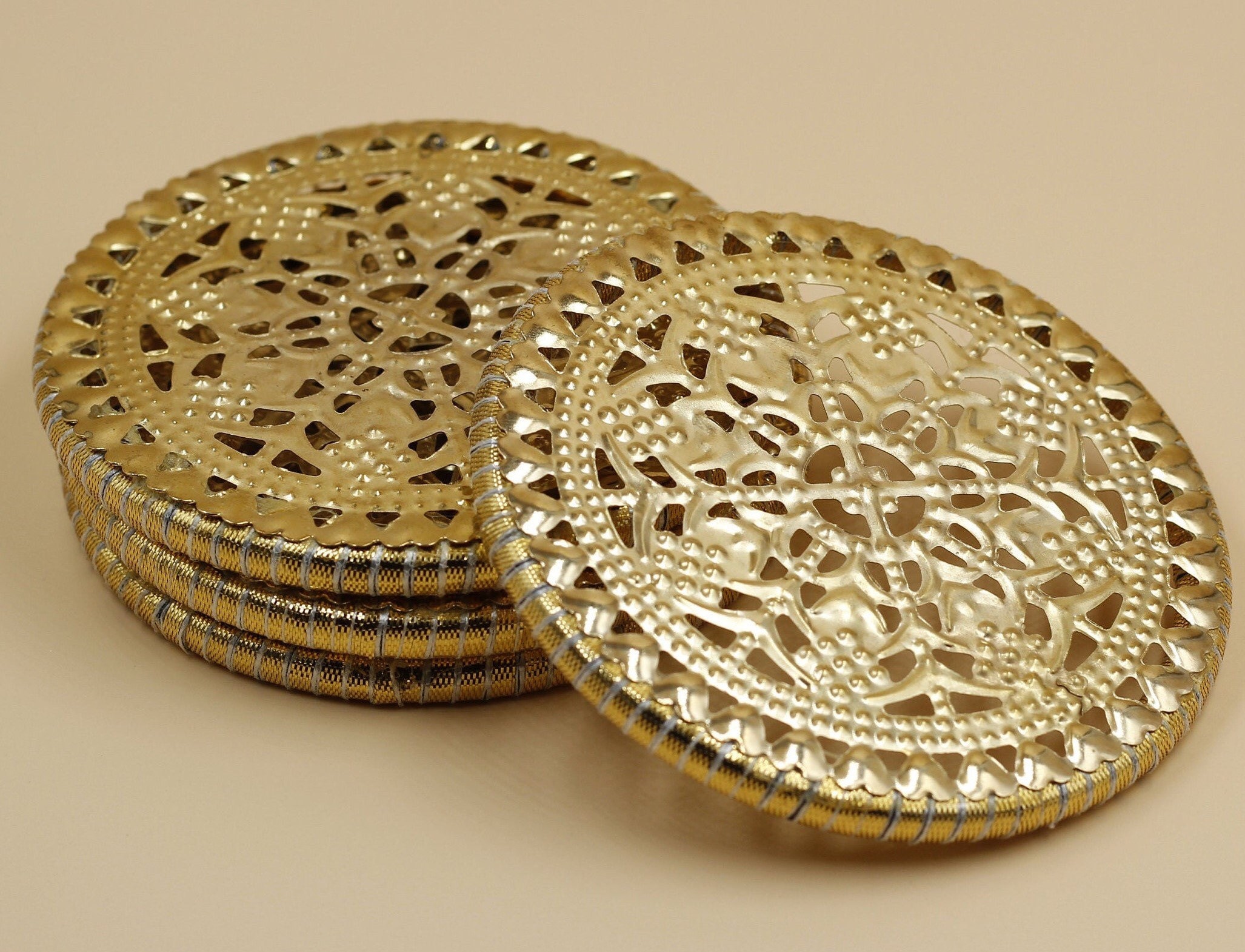 Brass Coasters 8 Piece/mandala Coasters/coasters Brass/set of 4 Coasters/set  of 6 Coaster/christmas Decoration Gifts/valentines Coasters 