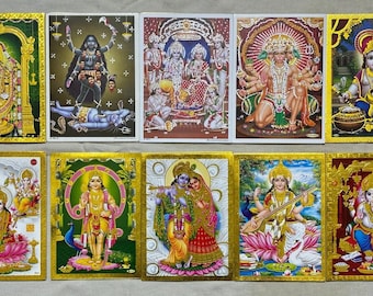 Hindu Gods Print Set (7x5 Inch), 10 Gods and Goddesses
