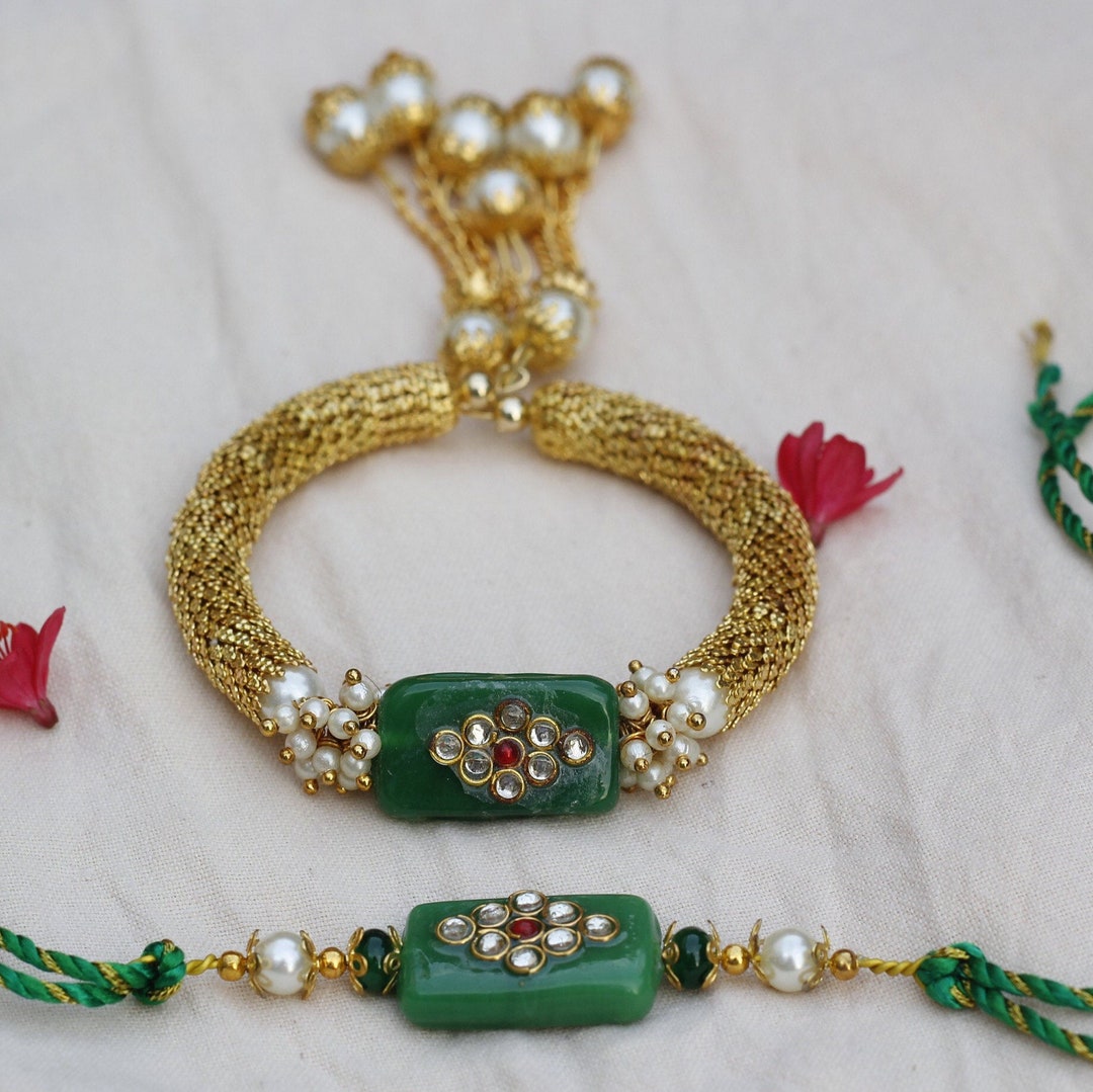 A Set of Bhaiya Bhabhi Rakhi Shipped in Gorgeous Festive