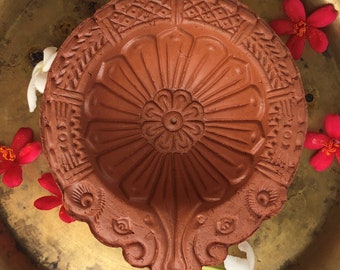 Diwali diya | Packung mit 5 Stück Ton Diyas | Terrakotta Handicraft Diya Lampe in großer Größe