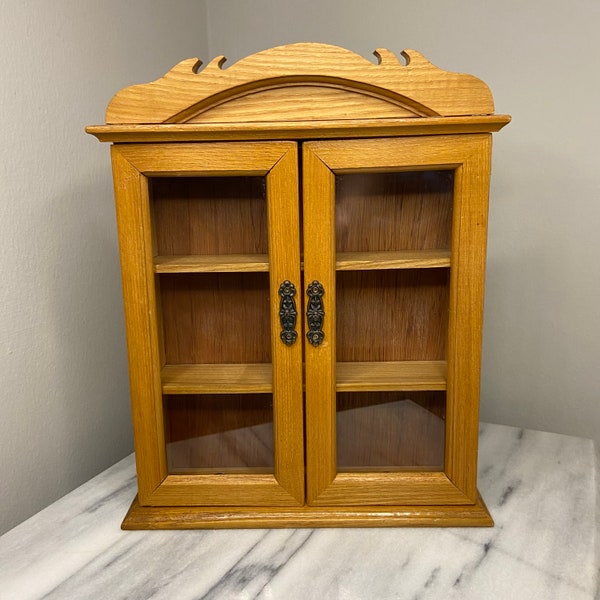 Wooden Hanging Cabinet With Shelves | Curio | Display Case | Medicine Cabinet | Crystal Shelf | Spice Rack