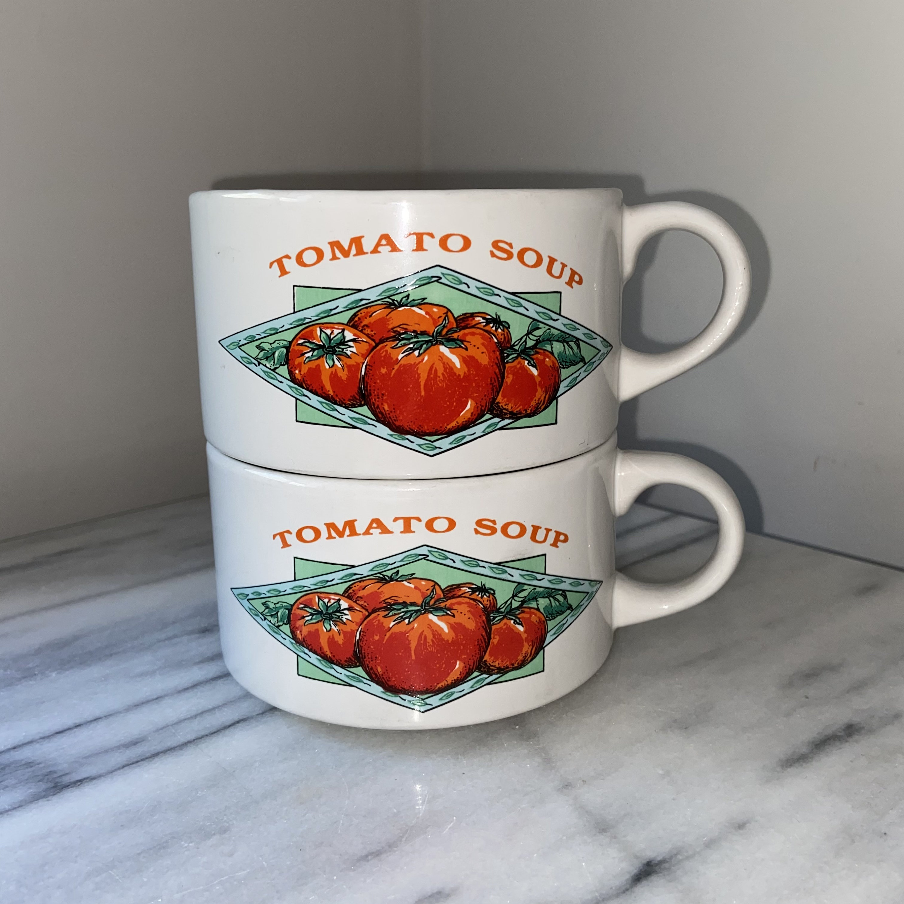 Tomato Soup Mug Pair Oversized Mugs Soup Mugs Ceramic Etsy