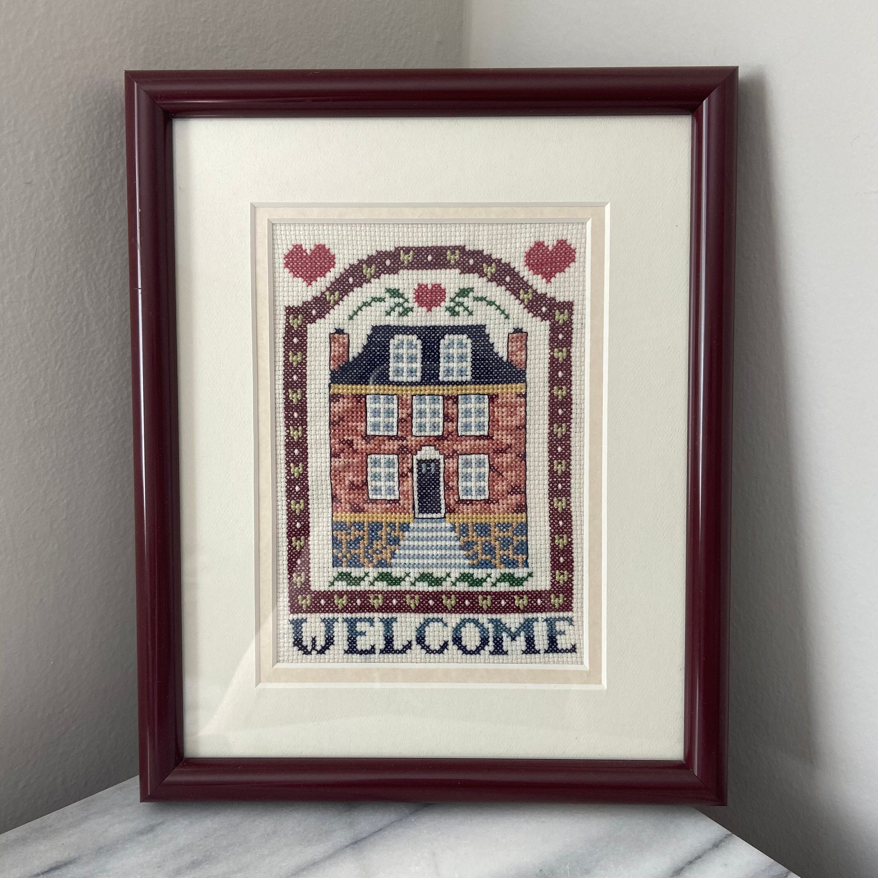 Cross Stitch Framed Sign Wall Art Etsy