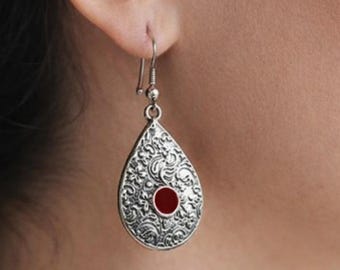 Boho earrings  , dangle earrings , teardrop earrings,   drop earrings , silverearrings, teardrop silver drop earrings , ethnic earrings