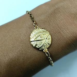 Pulsera Ojo de Ra, pulsera egipcia, joyería egipcia, pulsera chapada en oro de 24k, pulsera de ojo, pulsera de oro, pulsera de cadena