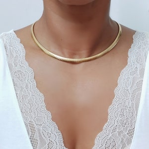 Grosse chaîne, gros collier en or, gros collier serpent, collier imperméable, gros tour de cou, grosse chaîne ras de cou, Noël
