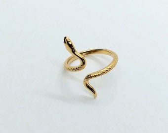 Gold Snake ring, snake ring  ,statement ring, Open Serpent Band, Snake jewelry, Stacking Animal rings, Dainty ring, bohemian ring adjustable