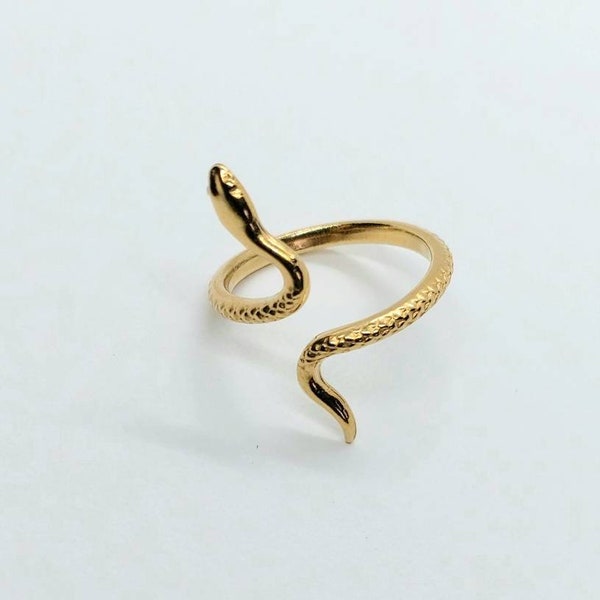 Gouden Slangenring, slangenring, statement ring, Open Serpent Band, Snake sieraden, Stapelen Dierenringen, Sierring, boho ring verstelbaar