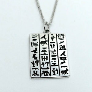 Egyptische ketting, zilveren ketting zilveren hiërogliefenketting, Egyptische sieraden, statementketting, ketting Egypte, Egyptische hanger