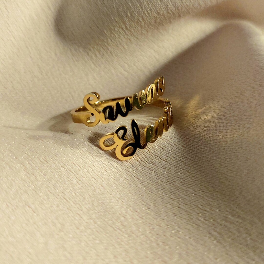 Custom Two Name Ring , Personalized Double Names Ring , Customized ...