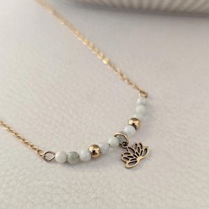 Jade Halskette - Einfacher Gold Jadeit Anhänger, Zierliche Charm Halskette, Minimalistisches Schmuck Geschenk für Mama oder Sie, Birthstone Halskette