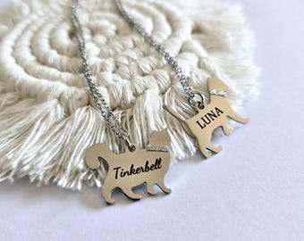 Personalized Cat Necklace in Silver Stainless Steel • Personalized Gift for Cat Lovers • Cat Mom keepsake gift • Cat Loss Keepsake