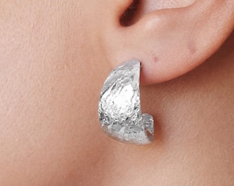 Chunky Hammered Hoop Earrings | Gold Filled & Silver Hoops | Statement Everyday Jewelry Gift for Her | Minimalist Modern Earrings