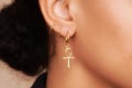 Ankh earrings,  tiny hoop earrings,  ankh hoop earrings,  Egyptian ankh , ankh jewelry,  ankh earrings gold, 24k gold  filled hoop earrings product logo