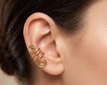 Ear cuff earrings no piercing , Huggie  earrings wire wrap ear climbers , Wire cuff earrings