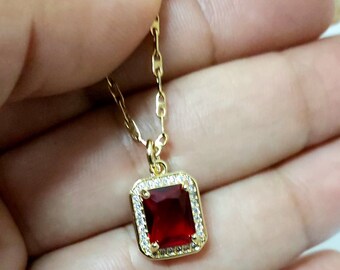 14k gold iced cube ruby pendant deals