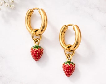 Strawberry hoop earrings