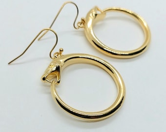 Hoop earrings , snake hoop earrings , drop earrings , serpent earrings , gold dangle earrings , gold snake earrings , chunky earrings gold