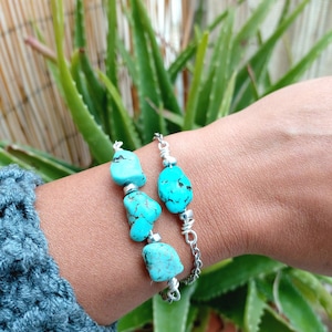 Howlith Armband, Howlith Schmuck, Stein Armband, Edelstein Armband, Perlen Armband, blau Howlith Armband, Chakra Armband
