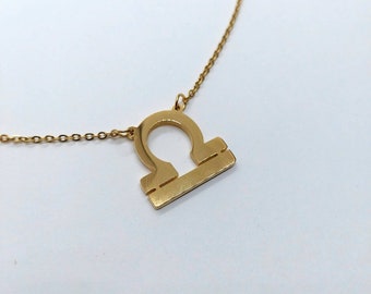 Libra jewelry , libra chain necklace , libra gold necklace , gold zodiac necklace  , libra zodiac necklace , libra pendant , libra necklace