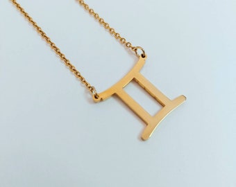 Gemini jewelry , gemini necklace , zodiac necklace , gold zodiac necklace  , gemini zodiac necklace , gold filled necklace , gemini pendant