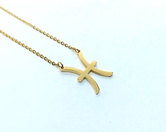 Pisces jewelry , pisces necklace , zodiac necklace , gold zodiac necklace  , pisces zodiac necklace , gold filled necklace , pisces pendant