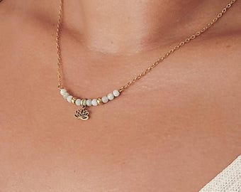 Jade Necklace – Dainty Gold Jadeite Pendant , Minimalist Birthstone Charm Necklace , Simple Jade charm necklace Gift for Her , Mom Gift Idea