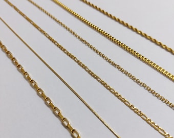 18K goud gevulde ketting, kabelketting, slangenketting, vakketting, Figaro-ketting, touwketting, sierlijke ketting, schakelketting