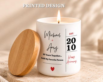 16th Anniversary Candle, Personalized Wedding Anniversary Frosted Candle, Custom Couple Love Candle With Bamboo Lid, Marriage Soy Candle
