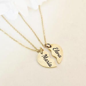 Bijpassende ketting gepersonaliseerde naam – aangepaste beste vriend sieraden cadeau roestvrij staal in goud en zilver – gegraveerde naam BFF-kettingset