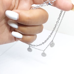 Anklet 2 pc set , silver anklet  , anklet for women , minimalist anklet , summer anklet , boho anklet,  boho jewelry  , silver charm anklet