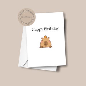 Geburtstagskarte zum ausdrucken, Cappy Geburtstag, süße Geburtstagskarte, Capybara, digitaler Download, Feier, Geburtstagswünsche, Print at Home