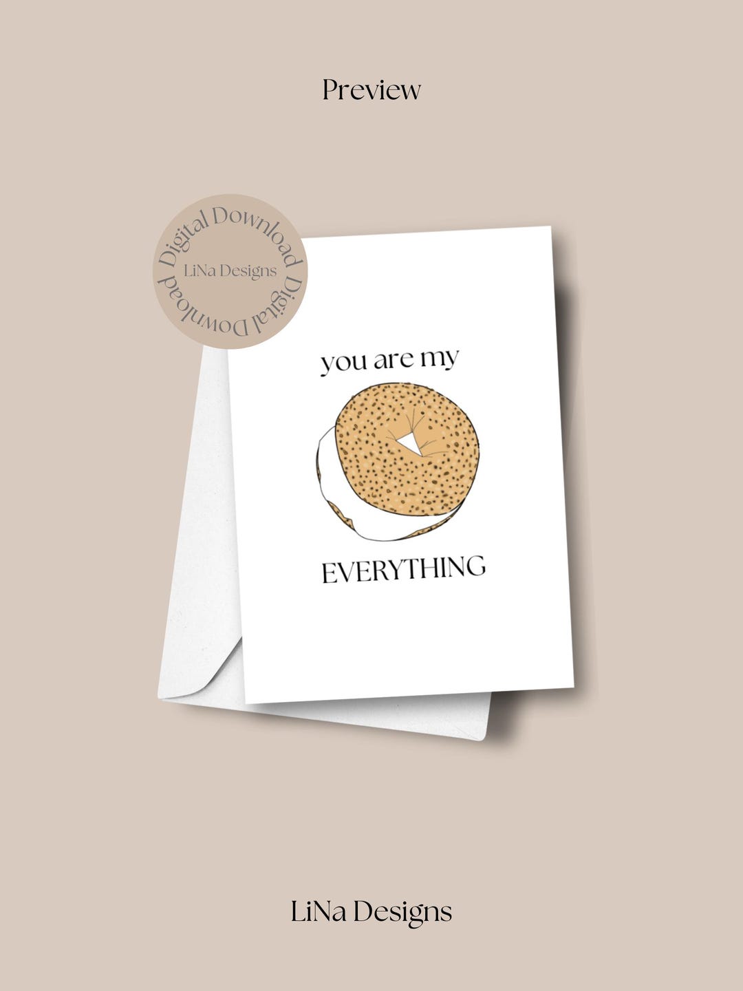 Printable Greeting Card, You Are My Everything, Bagel, Greeting Card ...