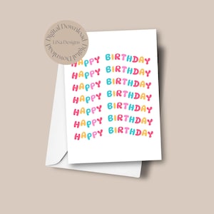 Printable Birthday Card, Happy Birthday, Cute Birthday Card, Color, Birthday, Digital Download, Celebration, Birthday Wishes, Print at Home