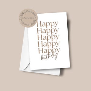 Printable Birthday Card, Happy Birthday, Cute Birthday Card, Brown, Birthday, Digital Download, Celebration, Birthday Wishes, Print at Home