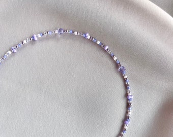 Lilac beaded necklace. Lavender seed bead necklace. Trendy tiny choker. Gift for her. Everyday necklace. Christmas gift. Gift for girl