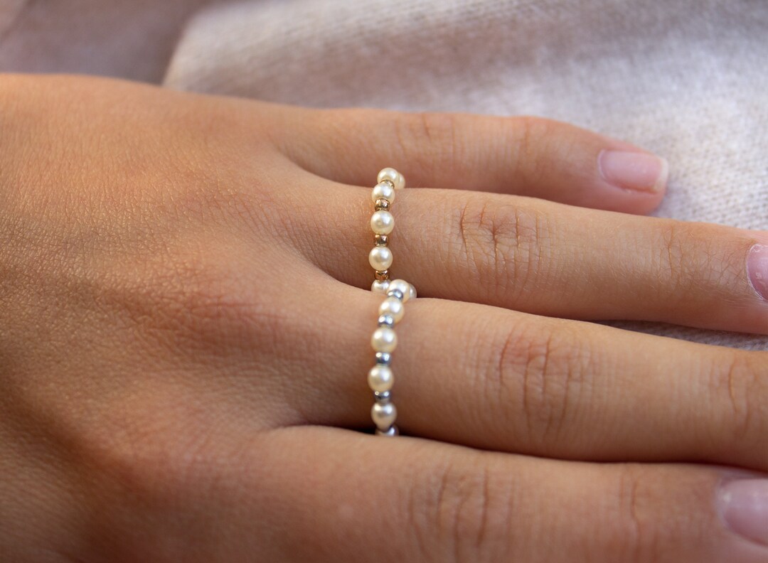 Classic Pearl Ring. Beaded Ring. Pearl Jewelry for Her. Etsy