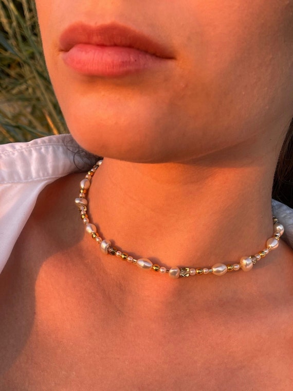 Buy Freshwater Pearl Beaded Necklace / Colorful Necklace / Heishi Necklace  / Beach Choker / Multicolor Necklace / Colorful Bead Necklace Online in  India - Etsy