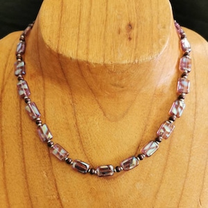 Pink Bead Necklace, Czech Glass Necklace, Dainty Handmade Necklace, Gift for Her, Small Bead Necklace, Necklaces for Women