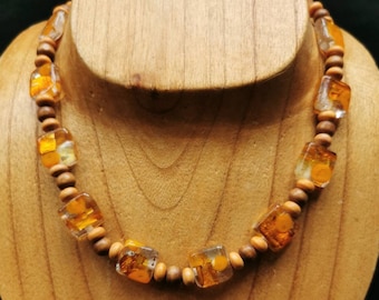 Orange Beaded Necklace, Autumn Necklace, Handmade Statement Necklace, Unique Boho Necklace, Necklaces for Women