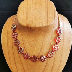 Red Bead Necklace, Czech Glass Necklace, Handmade Statement Necklace, Necklaces for Women, Gift for Her